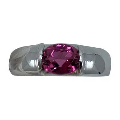 Pre-owned Chaumet Rare Vintage  Paris Pink Tourmaline 18k White Gold Ring &  Box
