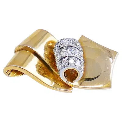 Pre-owned Chaumet Retro Brooch 18k Gold Diamond Pin Estate Jewelry In Multi