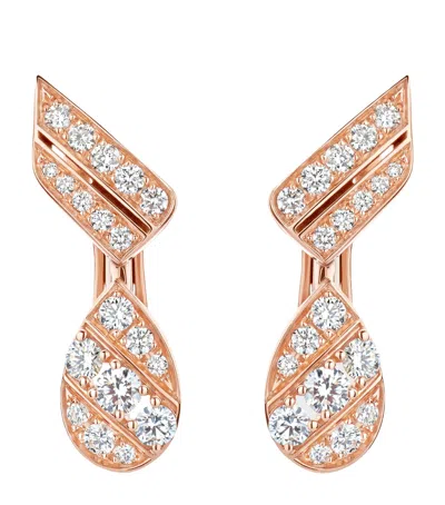 Chaumet Rose Gold And Diamond Joséphine Aigrette Earrings In Gray