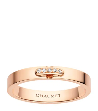 Chaumet Rose Gold And Diamond Liens Évidence Ring In Gray