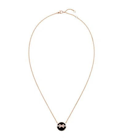Chaumet Small Rose Gold, Onyx And Diamond Harmony Pendant Necklace