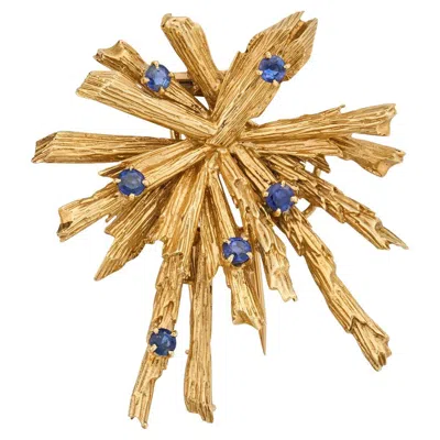 Pre-owned Chaumet Vintage 18ct Yellow Gold Sapphire Clip Brooch, Circa 1960s