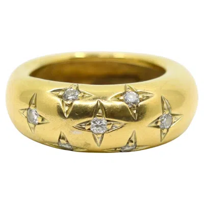 Pre-owned Chaumet Vintage  18k Gold Diamond Anneau Star Ring In Multi