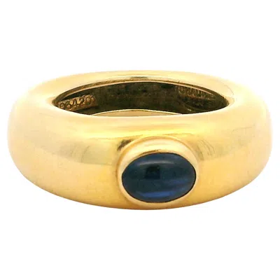 Pre-owned Chaumet Vintage  1980s 18k Yellow Gold Cabochon Sapphire Ring