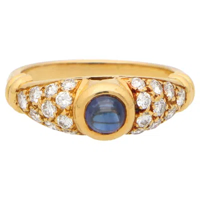 Pre-owned Chaumet Vintage  Paris Sapphire And Diamond Ring Set In 18k Yellow Gold