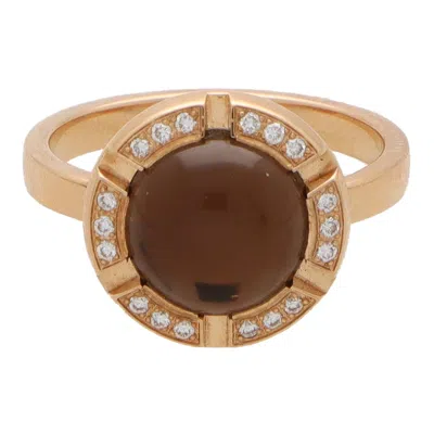 Pre-owned Chaumet Vintage  Paris Smoky Quartz And Diamond Class One Ring In Rose Gold In Red