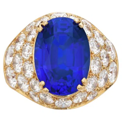 Pre-owned Chaumet Vintage  Sapphire Diamond Bomb� Ring, Circa 1960 - Gubelin Certified In Blue