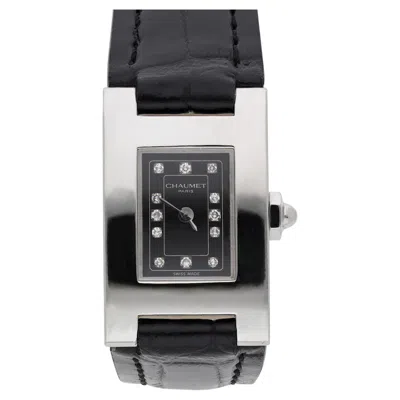 Pre-owned Chaumet Vintage  Still De  Diamond Dial Steel Quartz Black Strap Watch