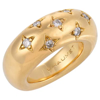 Pre-owned Chaumet Vintage Diamond 18k Yellow Gold Dome Ring