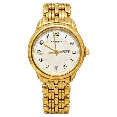Pre-owned Chaumet Vintage Solid  Paris Aquila Men�s 18k Yellow Gold Day Date Bracelet Watch