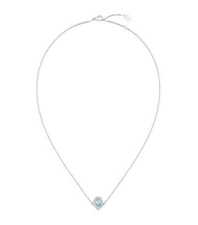 Chaumet White Gold, Diamond And Aquamarine Joséphine Aigrette Pendant Necklace In Metallic