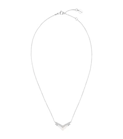 Chaumet Joséphine Aigrette 18ct White-gold, 0.23ct Brilliant-cut Diamond And 1.35ct Akoya Pearl Pendant Neck In Silver