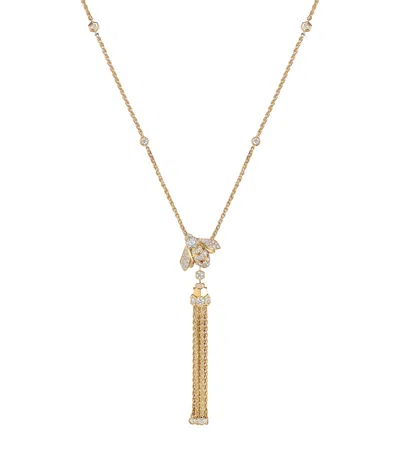 Chaumet Yellow Gold And Diamond Bee De  Pompon Pendant Necklace