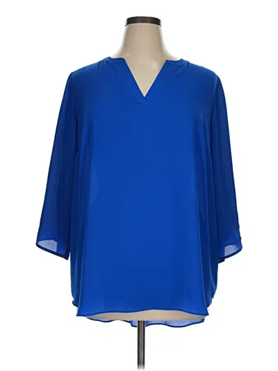 Pre-owned Chaus 3/4 Sleeve Blouse In Blue