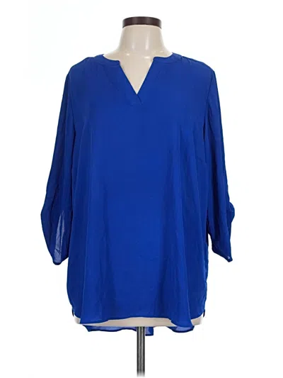 Pre-owned Chaus 3/4 Sleeve Blouse In Blue