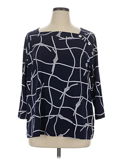 Pre-owned Chaus 3/4 Sleeve Blouse In Blue