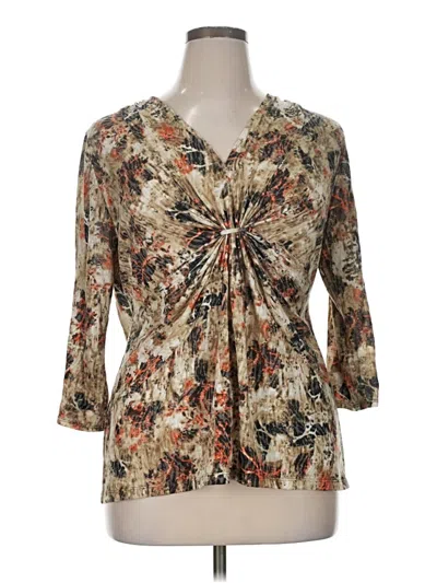 Pre-owned Chaus 3/4 Sleeve Blouse In Brown