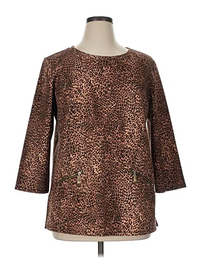 Pre-owned Chaus 3/4 Sleeve Blouse In Brown