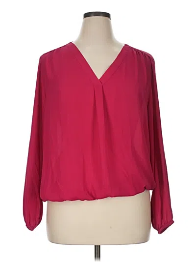 Pre-owned Chaus 3/4 Sleeve Blouse In Burgundy