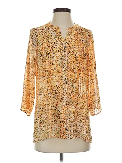 Pre-owned Chaus 3/4 Sleeve Blouse In Gold
