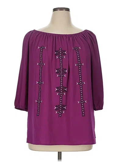 Pre-owned Chaus 3/4 Sleeve Blouse In Purple