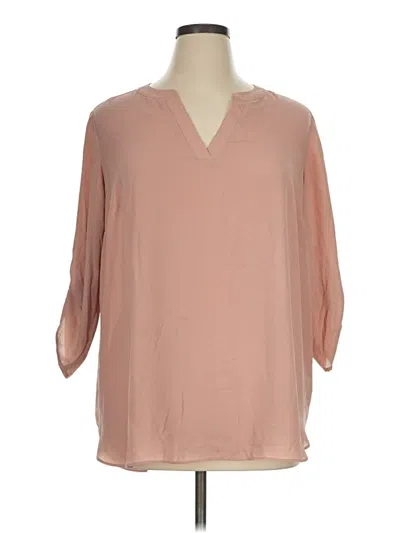 Pre-owned Chaus 3/4 Sleeve Blouse In Tan