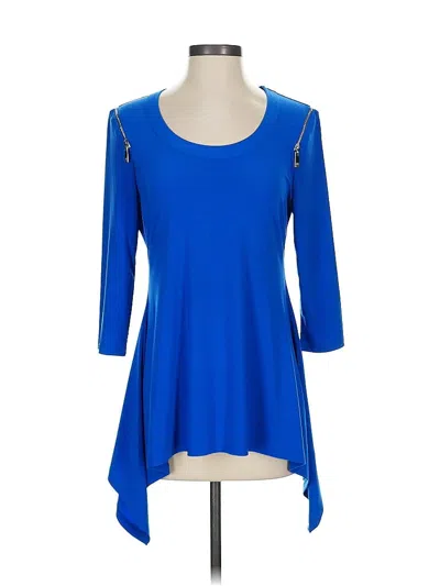 Pre-owned Chaus 3/4 Sleeve Top Blue Scoop Neck Tops
