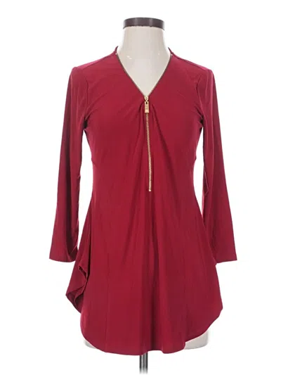 Pre-owned Chaus 3/4 Sleeve Top Burgundy Keyhole Neckline Tops