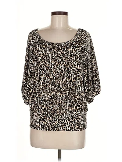 Pre-owned Chaus 3/4 Sleeve Top Gold Scoop Neck Tops