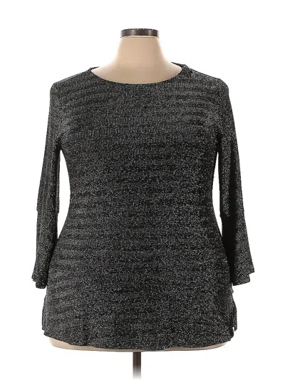 Pre-owned Chaus 3/4 Sleeve Top Gray Boatneck Tops