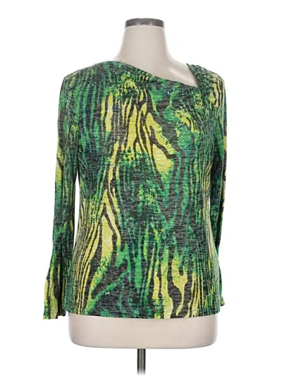 Pre-owned Chaus 3/4 Sleeve Top Green One Shoulder Neckline Tops