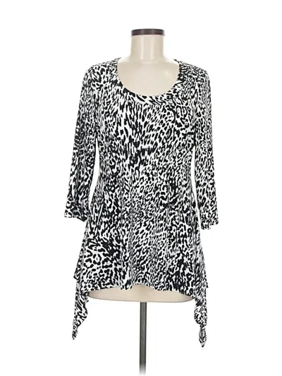 Pre-owned Chaus 3/4 Sleeve Top Silver Scoop Neck Tops