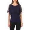 Chaus Beaded Cold Shoulder Blouse In Blue
