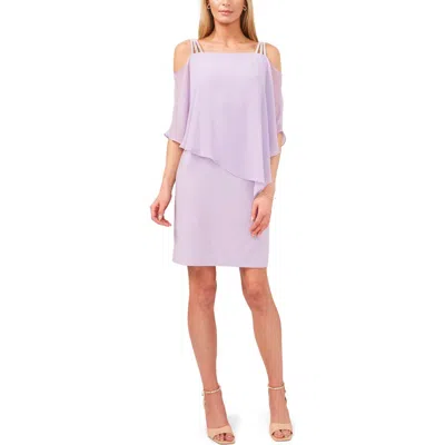 Chaus Cold Shoulder Overlay Dress In Purple
