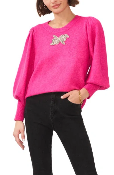 Chaus Cozy Balloon Sleeve Sweater In Pink