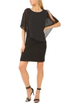 Chaus Crisscross Back Overlay Short Sleeve Dress In Black