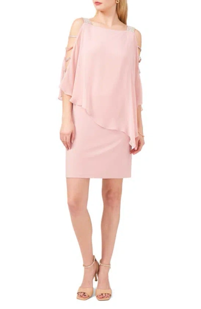 Chaus Crystal Strap Chiffon Overlay Minidress In Puff Pink
