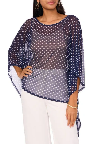Chaus Dot High-low Tunic Top In Navy/white