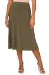 Chaus Elastic Waist Midi Skirt In Olive 304