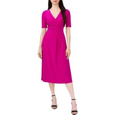 Chaus Faux Wrap Midi Dress In Berry Tart