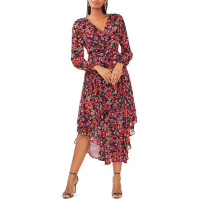 Chaus Floral Button Front Tie Waist Dress In Multi