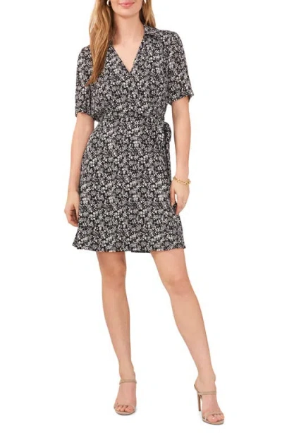 Chaus Floral Print Wrap Dress In Black