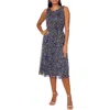 Chaus Floral Sleeveless Midi Dress In Denim/yellow