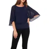 Chaus Flutter Sleeve Blouson Top In Blue