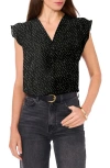 Chaus Flutter Sleeve V-neck Blouse In Black