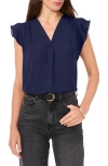 Chaus Flutter Sleeve V-neck Blouse In Blue