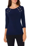 Chaus Grommet Accent Cutout Top In Classic Navy