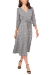 Chaus Houndstooth Plaid Jacquard Midi Dress In Gray