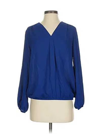 Pre-owned Chaus Long Sleeve Blouse In Blue