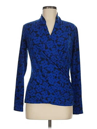 Pre-owned Chaus Long Sleeve Blouse In Blue
